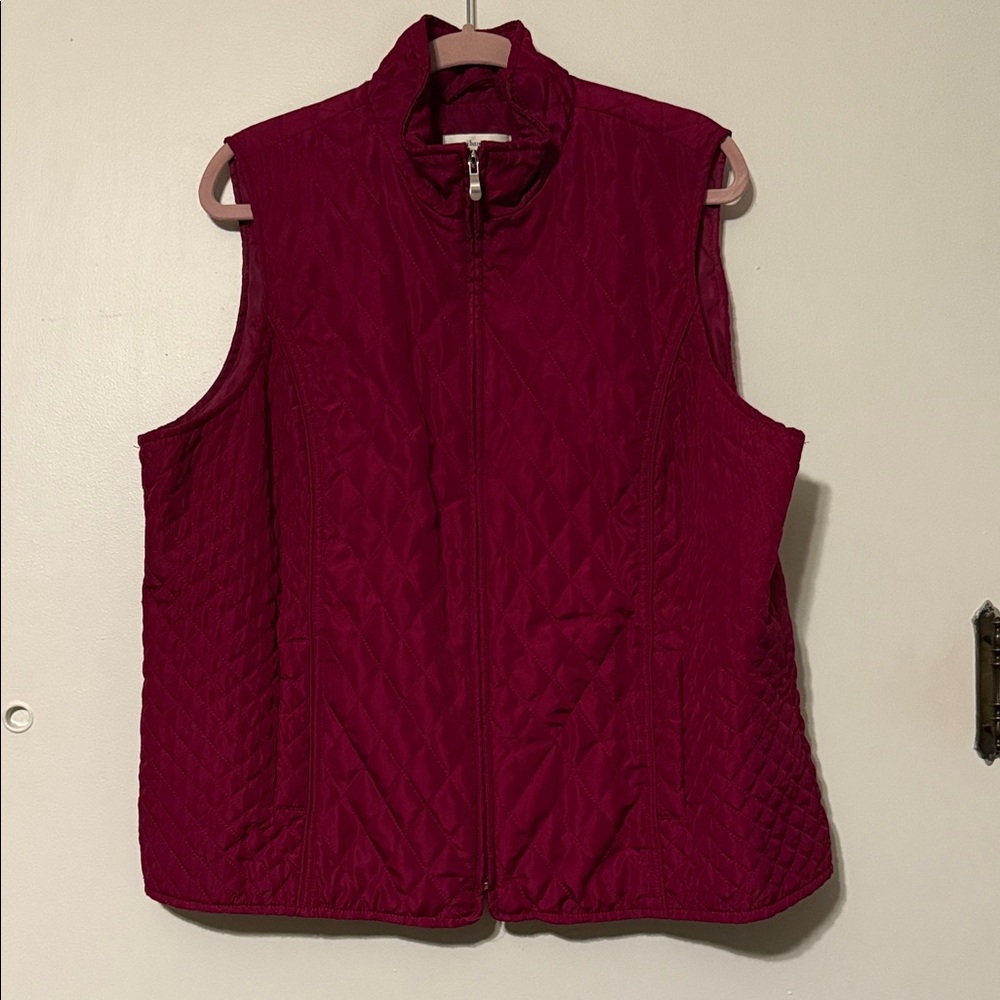 CJ Banks Women's Quilted Vest - Raspberry